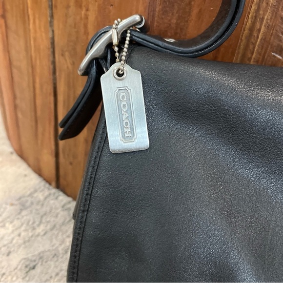 COACH Legacy CROSSBODY LEATHER BAG Black Flap Purse 7454 Adjustable Strap - Picture 3 of 12